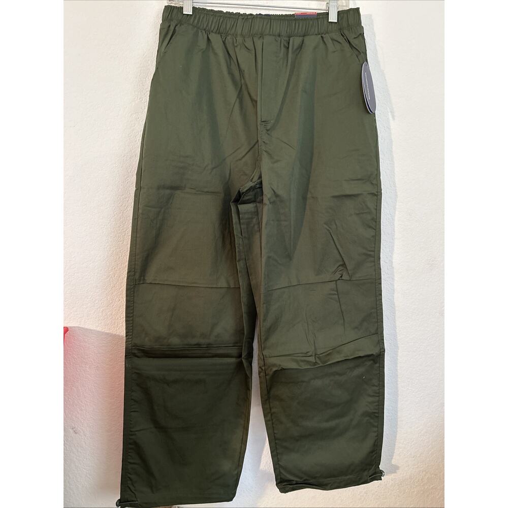 Scoop Womens Cotton Parachute Joggers High Rise Pull-on Relaxed Green Size M NWT